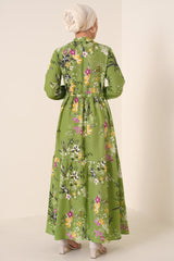 2144 Hakim Yaka Tesettür Elbise - C.Kırmızı