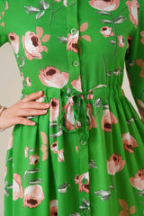 2144 Hakim Yaka Tesettür Elbise - C.Kırmızı