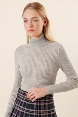 10311 Balıkçı Yaka Triko Kazak - Saks