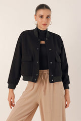 0688 Çift Cepli Bomber Ceket - Bej