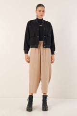 0688 Çift Cepli Bomber Ceket - Bej