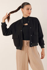 0688 Çift Cepli Bomber Ceket - Bej