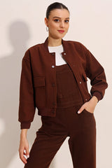 0688 Çift Cepli Bomber Ceket - Bej