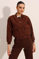 0688 Çift Cepli Bomber Ceket - Bej