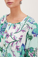 5902 Kemerli Desenli Elbise - Turuncu