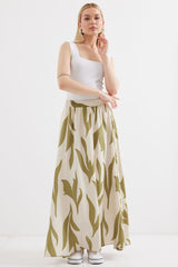 8028 Desenli Uzun Etek - Çağla