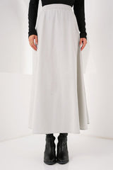 Cep Detaylı Uzun Etek 8024 - Krem