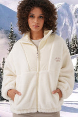 5194 Peluş Mont Ceket - Ekru