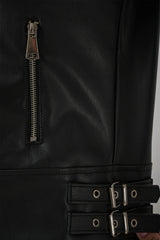 1044 Suni Deri Ceket - Siyah