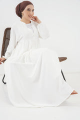 2527 Uzun Tesettür Elbise - Lacivert