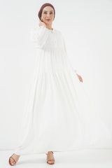 2527 Uzun Tesettür Elbise - Lacivert