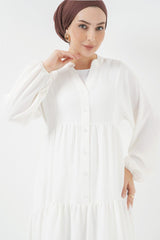 2527 Uzun Tesettür Elbise - Lacivert