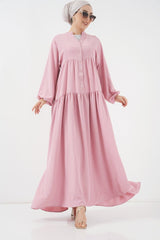 2527 Uzun Tesettür Elbise - Lacivert