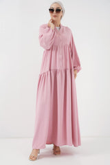 2527 Uzun Tesettür Elbise - Lacivert