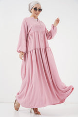 2527 Uzun Tesettür Elbise - Lacivert