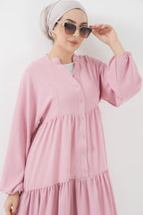 2527 Uzun Tesettür Elbise - Lacivert