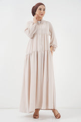 2527 Uzun Tesettür Elbise - Lacivert