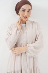 2527 Uzun Tesettür Elbise - Lacivert