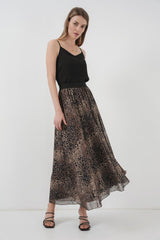 8032 Uzun Şifon Etek - Turuncu