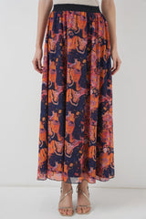 8032 Uzun Şifon Etek - Turuncu