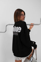 Baskılı Sıfır Yaka Oversize Sweatshirt