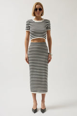 Çizgili Bisiklet Yaka Crop