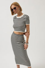 Çizgili Bisiklet Yaka Crop