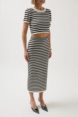 Çizgili Bisiklet Yaka Crop