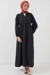 Uzun Tesettür Elbise 2525 - Krem