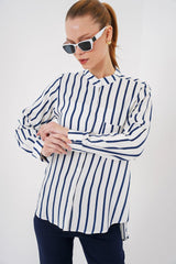 Uzun Kollu Çizgili Gömlek 20283 - Bej