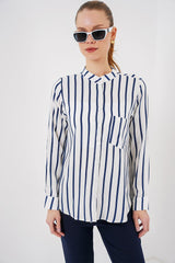 Uzun Kollu Çizgili Gömlek 20283 - Bej