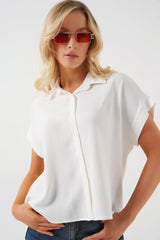 Oversize Kısa Kol Gömlek 20322 - Çağla