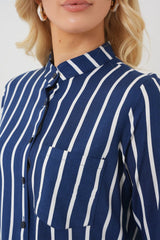 Uzun Kollu Çizgili Gömlek 20283 - Bej