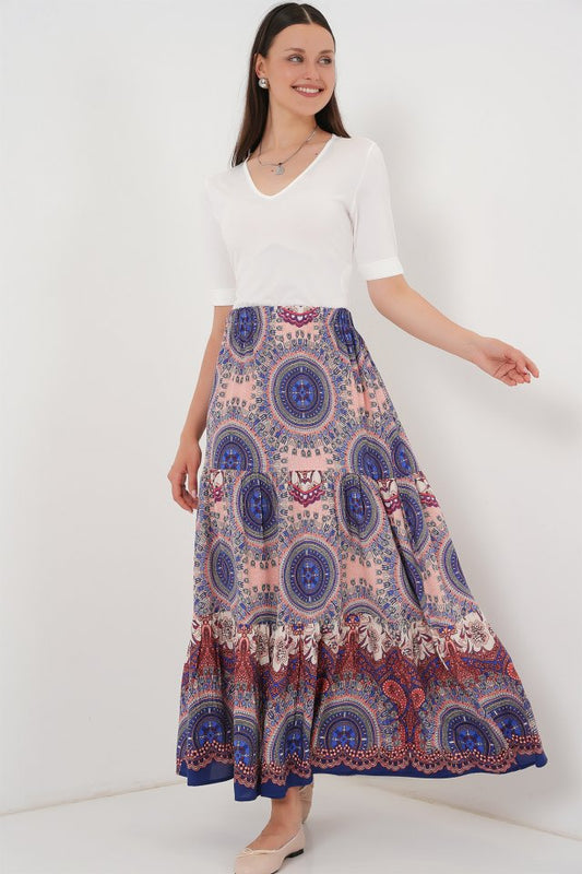 1898 Desenli Uzun Etek - Saks