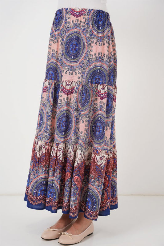 1898 Desenli Uzun Etek - Saks