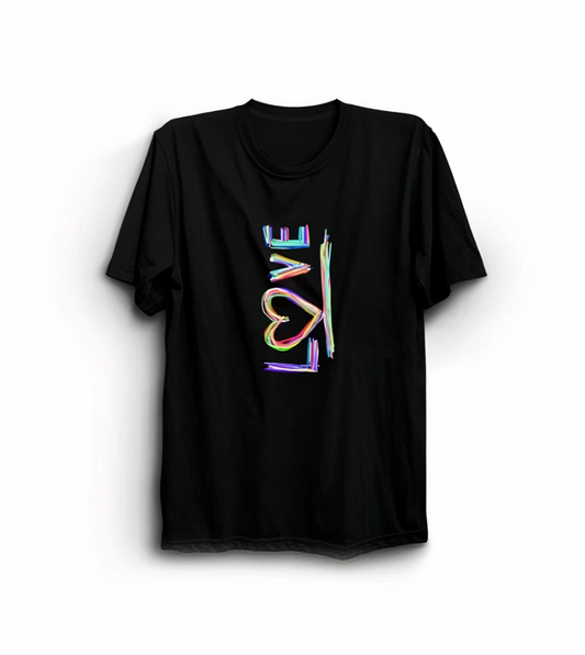 Sevgililer Günü İçin Özel Tasarım Love Baskılı T-shirt - Siyah