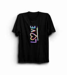 Sevgililer Günü İçin Özel Tasarım Love Baskılı T-shirt - Siyah