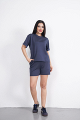 Osy Modal Yumuşak Dokulu Kumaş Bisiklet Yaka T-shirt Kısa Şort İkili Takım - Antrasit