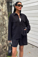 Gömlek Ve Şort Flamlı Keten Takım 10130