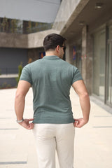 Erkek Polo Yaka Fermuar Detaylı Tişört