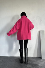 Fuşya Etiketli Pile Detaylı Ceket