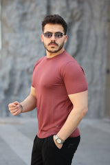 Erkek Viskon Kumaş Bisiklet Yaka Basic Tişört