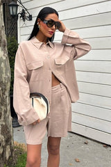 Gömlek Ve Şort Flamlı Keten Takım 10130