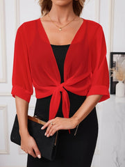 Kadın Truvakar Kol önden Bağlamalı Kısa şifon Bolero Ceket