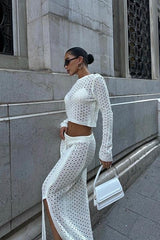 Macey Kroşe Crop Takım 9882