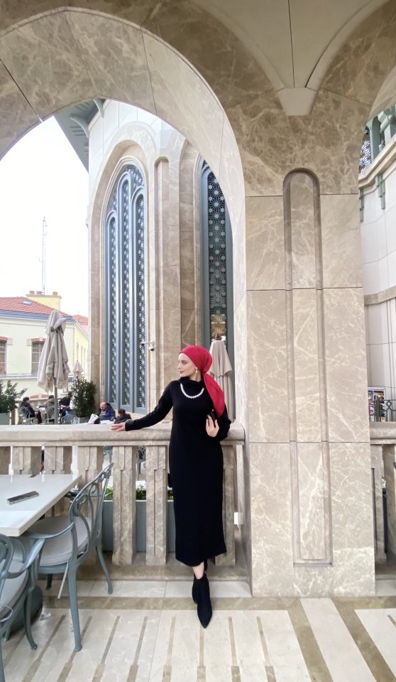 Kadın Uzun Kollu Boğazlı Midi Boy Triko Elbise (kemersiz)