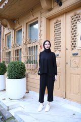 Kadın Iki Iplik Viskon Pamuk Kumaş Arma Detaylı Ikili Takım