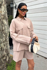 Gömlek Ve Şort Flamlı Keten Takım 10130