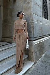 Macey Kroşe Crop Takım 9882