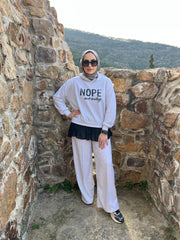 Kadın Uzun Kollu Nope Baskılı Beli Ribanalı Ikili Takım